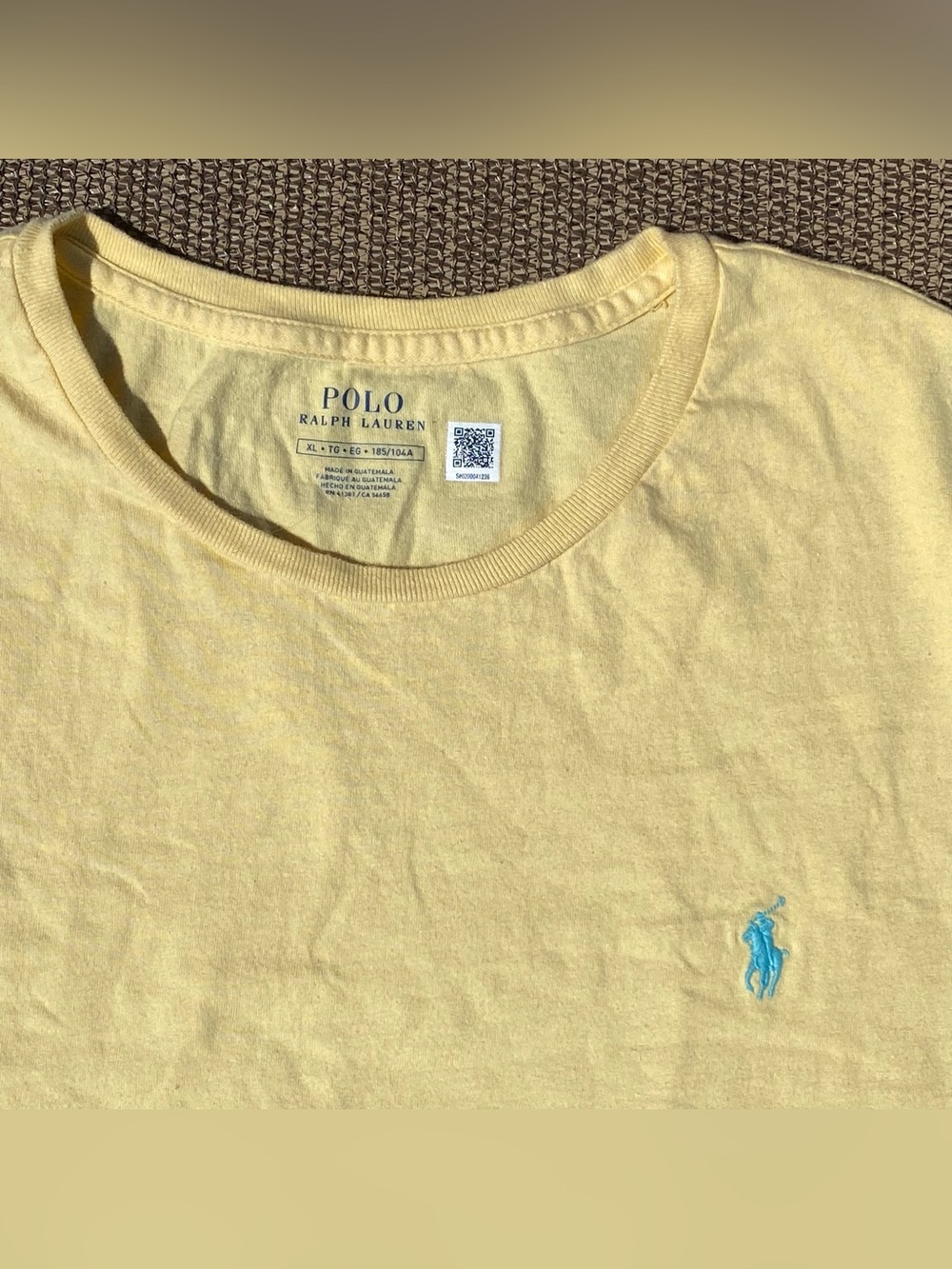 Polo Ralph Lauren Pastel Yellow Cotton Crewneck Tee Shirt Size XL